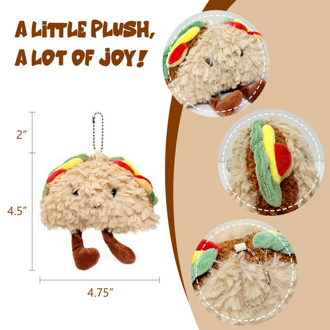 Wrapables Cute Plush Keychain Pendant Charm for Bag, Taco