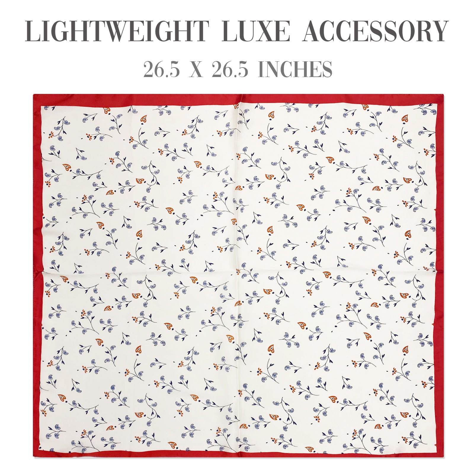 Wrapables Satin Neckerchief Square Scarf 26.5 x 26.5 Inches, Floral Hearts
