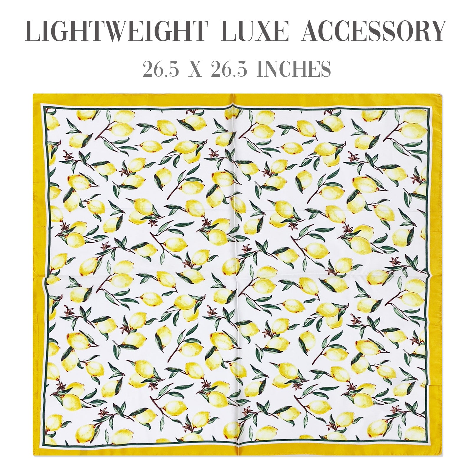 Wrapables Satin Neckerchief Square Scarf 26.5 x 26.5 Inches, Lemons