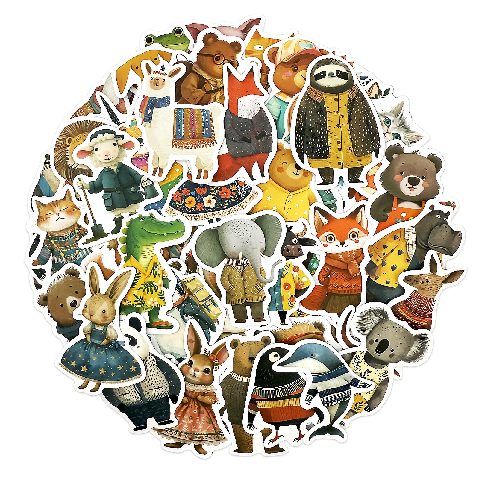 Wrapables Waterproof Vinyl Stickers for Water Bottles, Laptop, Phones, Skateboards, Decals for Teens, 100pcs, Rustic Creatures