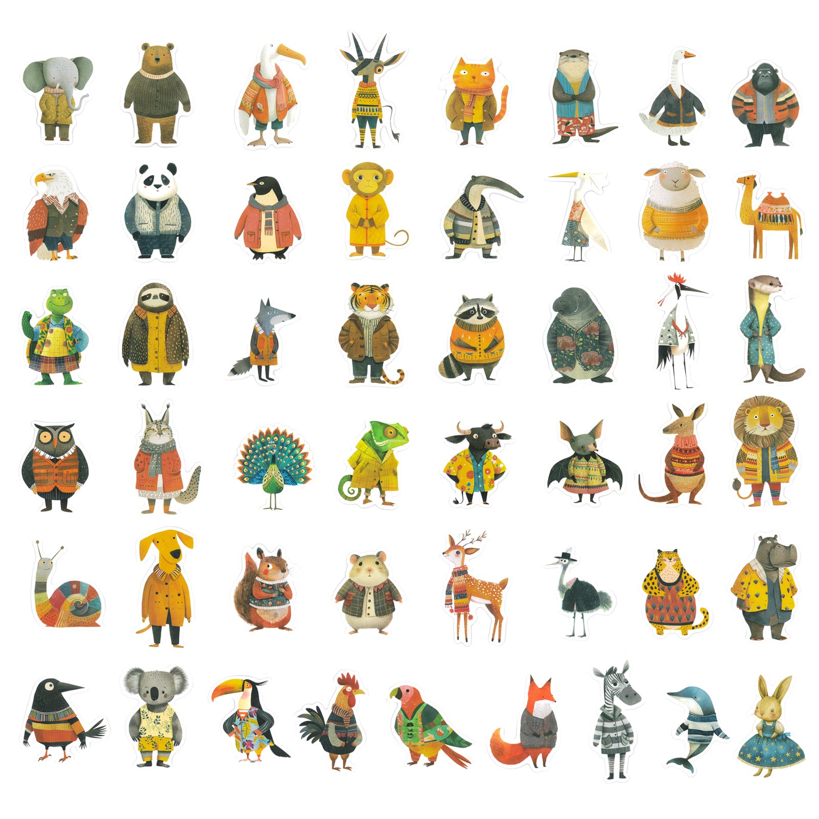 Wrapables Waterproof Vinyl Stickers for Water Bottles, Laptop, Phones, Skateboards, Decals for Teens, 100pcs, Rustic Creatures