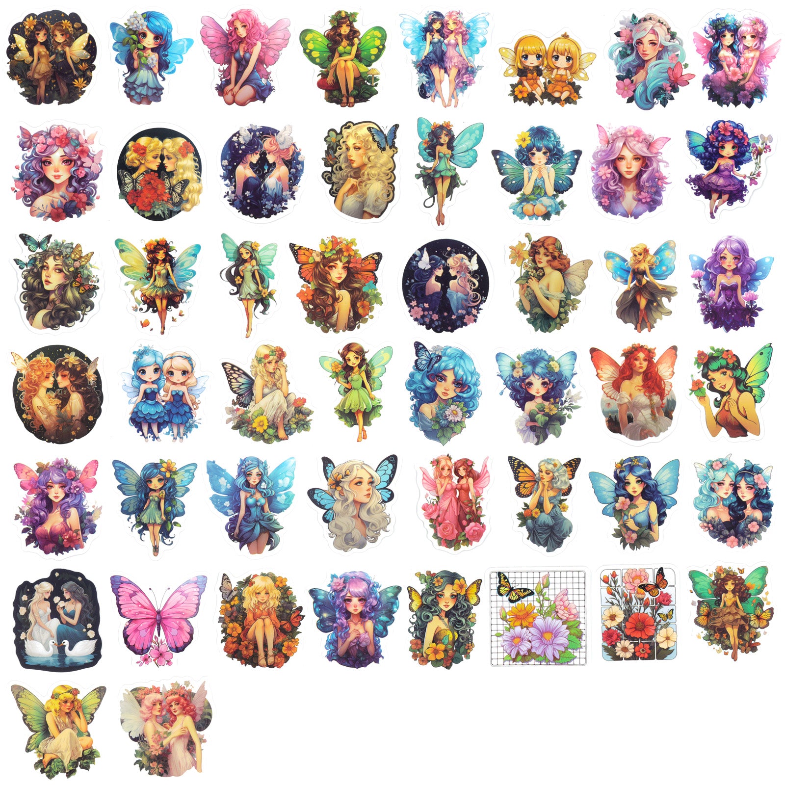 Wrapables Waterproof Vinyl Stickers for Water Bottles, Laptop, Phones, Skateboards, Decals for Teens, 100pcs, Fairies