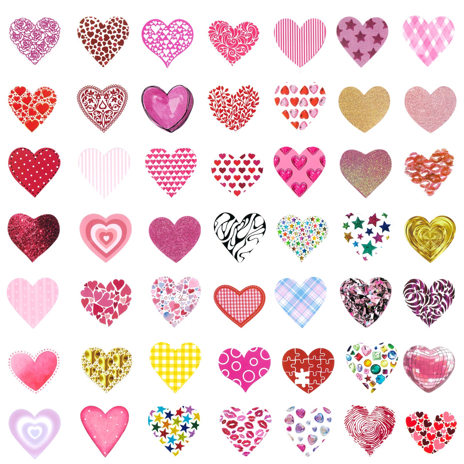 Wrapables Waterproof Vinyl Stickers for Water Bottles, Laptop, Phones, Skateboards, Decals for Teens, 100pcs, Love Hearts