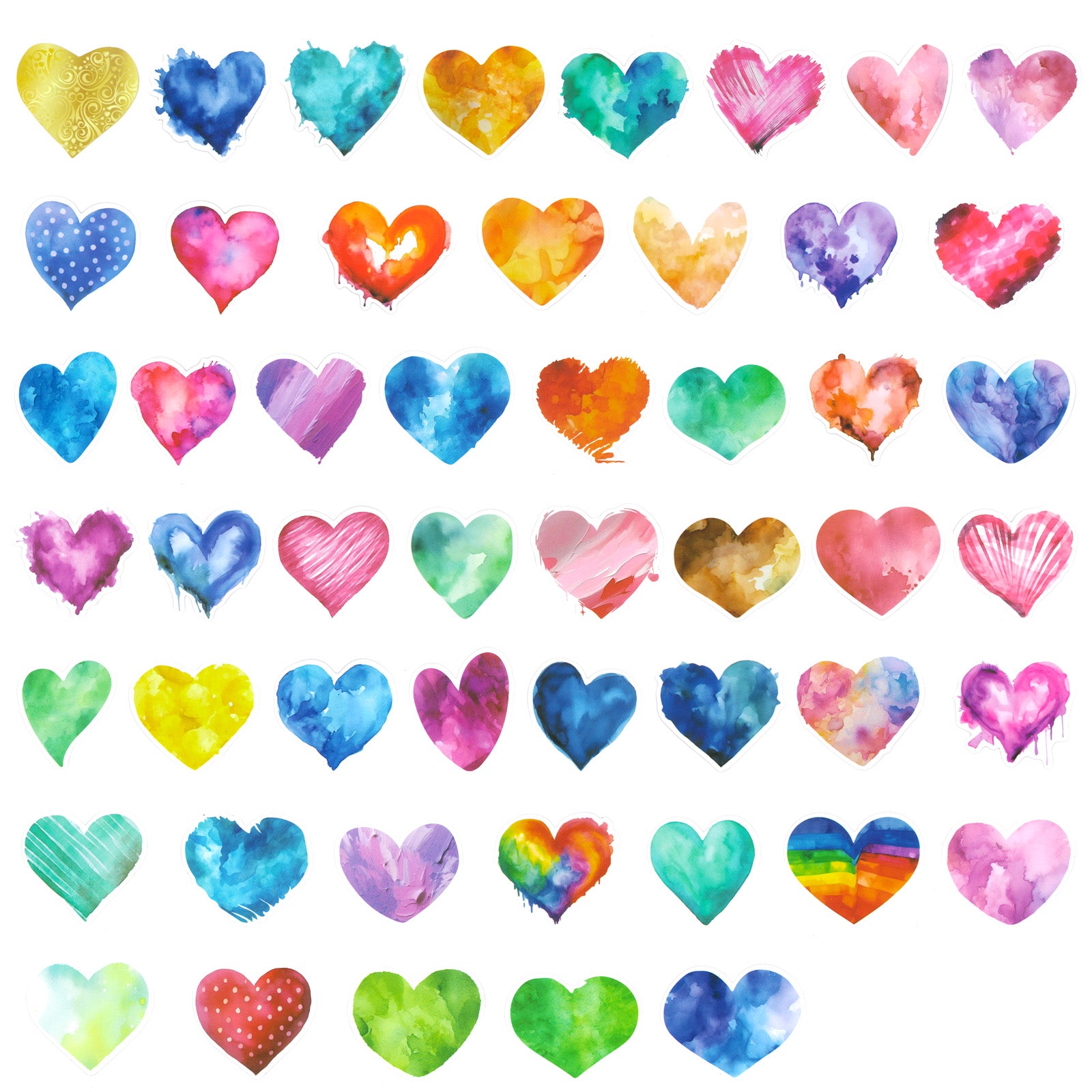 Wrapables Waterproof Vinyl Stickers for Water Bottles, Laptop, Phones, Skateboards, Decals for Teens, 100pcs, Love Hearts