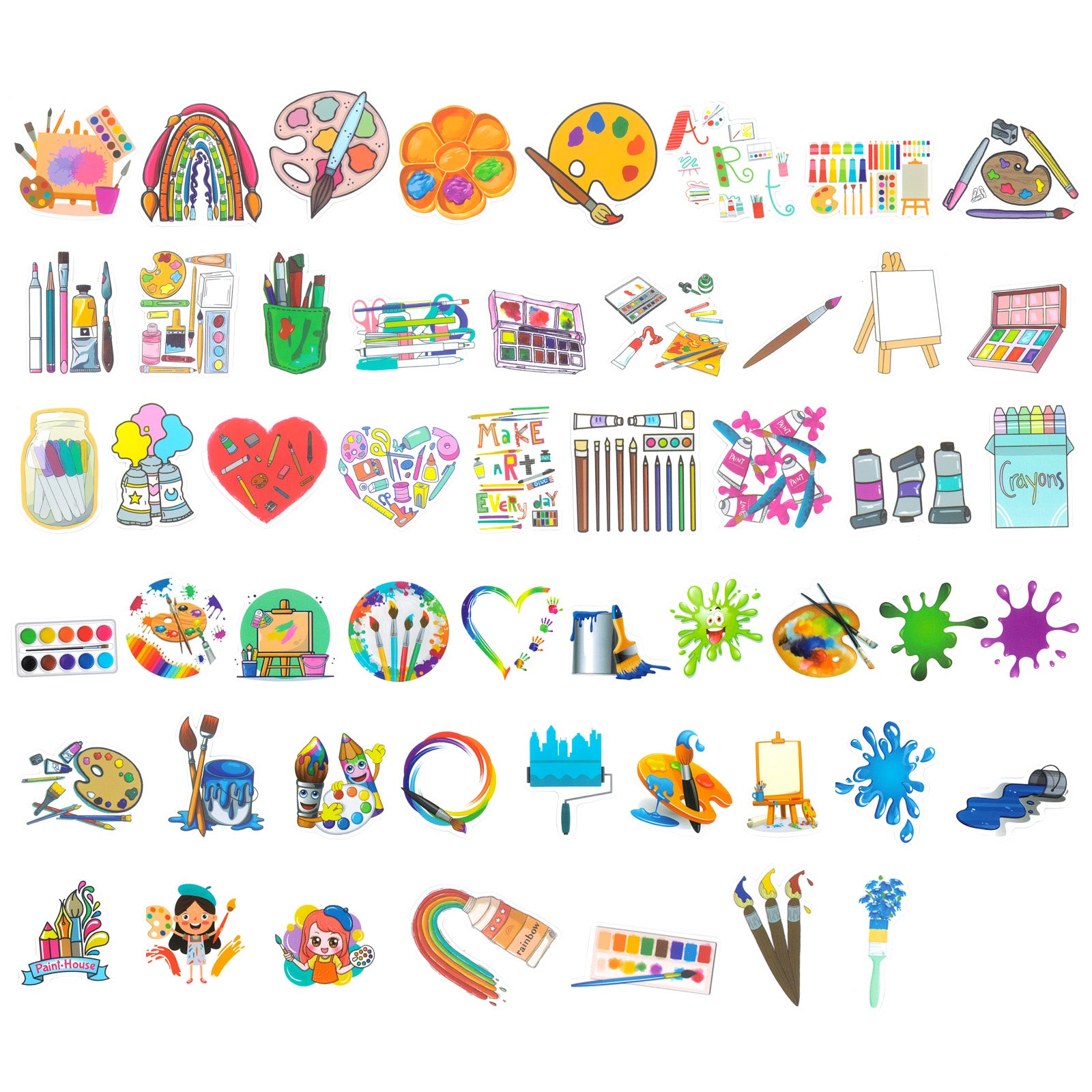 Wrapables Waterproof Vinyl Stickers for Water Bottles, Laptop, Phones, Skateboards, Decals for Teens, 110pcs, Art Supplies