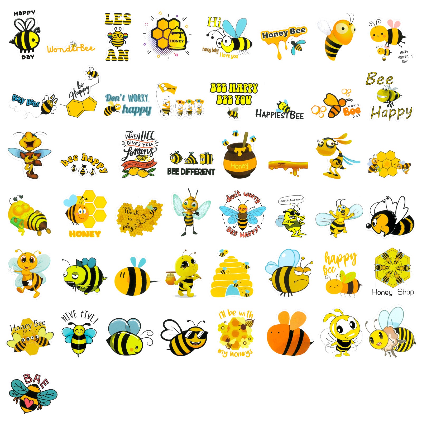 Wrapables Waterproof Vinyl Stickers for Water Bottles, Laptop, Phones, Skateboards, Decals for Teens, 110pcs, Bumblebees