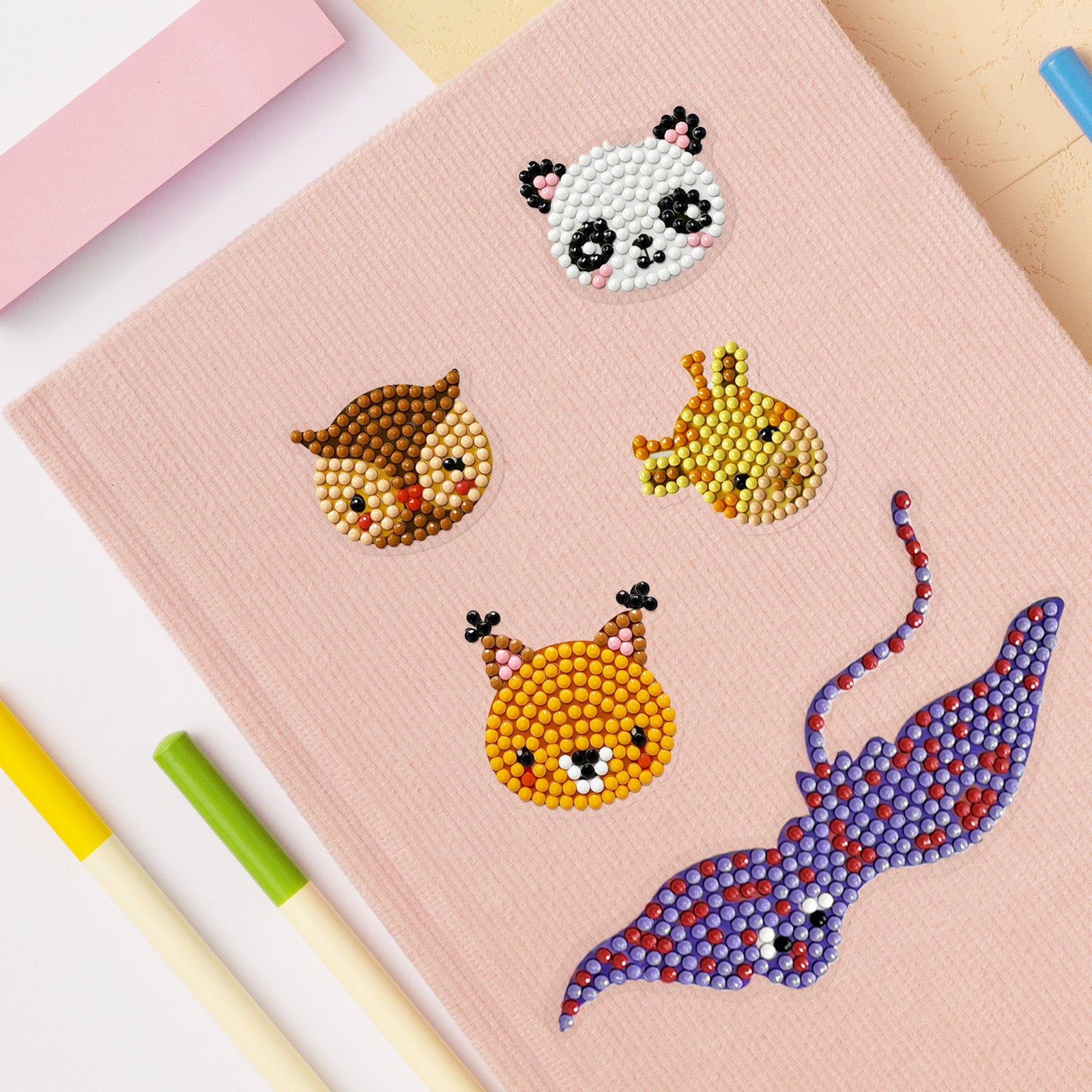 Wrapables Diamond Art Kits, 5D Gem Painting DIY Arts & Crafts Stickers, 44pcs Assorted Animals