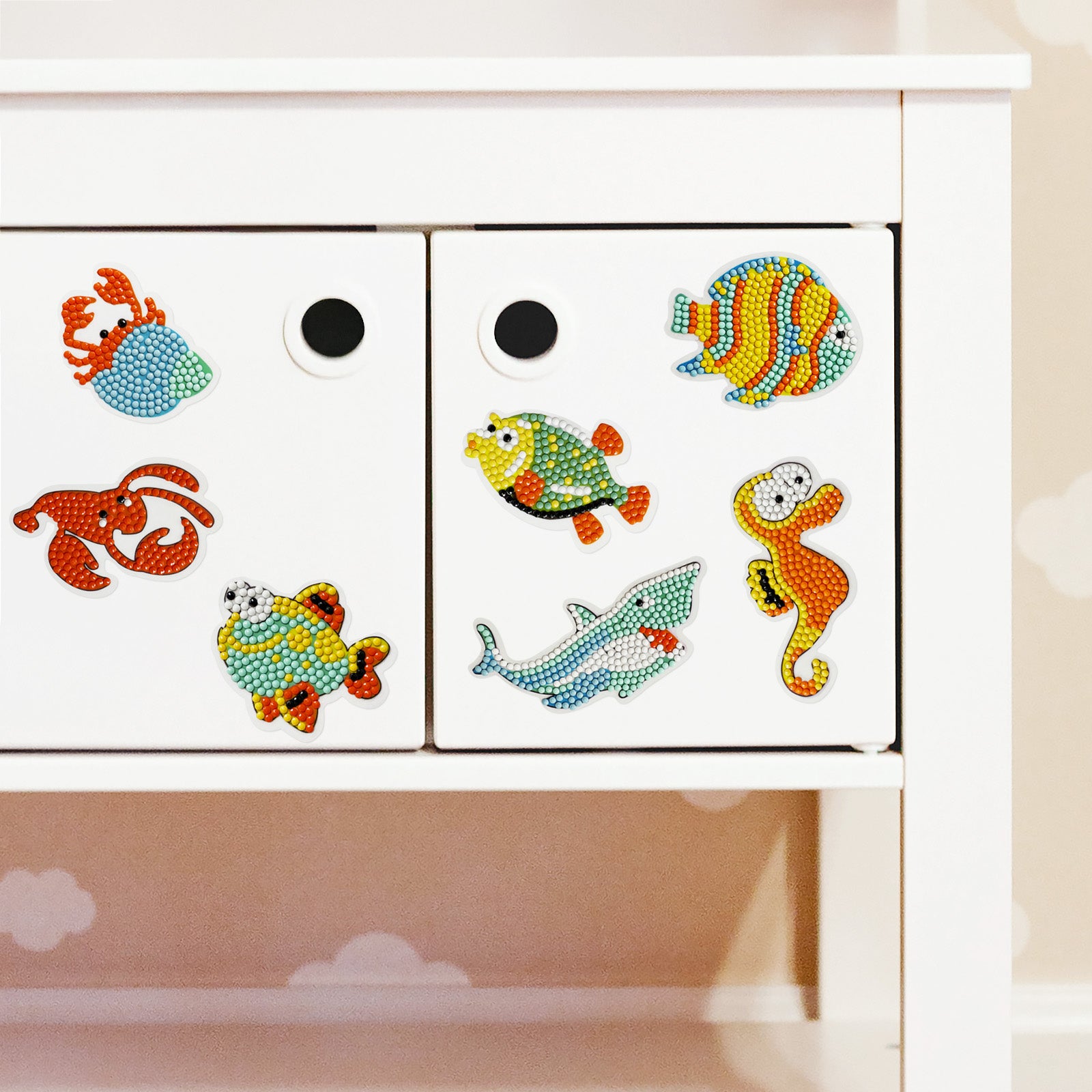 Wrapables Diamond Art Kits, 5D Gem Painting DIY Arts & Crafts Stickers, 44pcs Assorted Animals