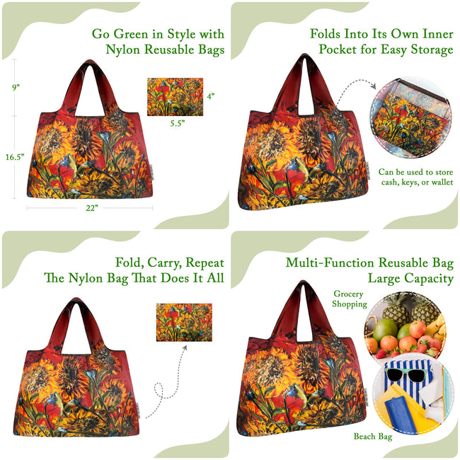 Wrapables Large Foldable Oil Painting Nylon Reusable Grocery Bag