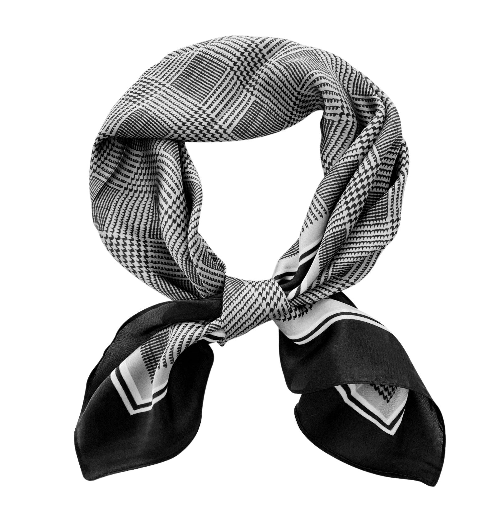 Wrapables Satin Neckerchief Square Scarf 26.5 x 26.5 Inches, Black Checkers