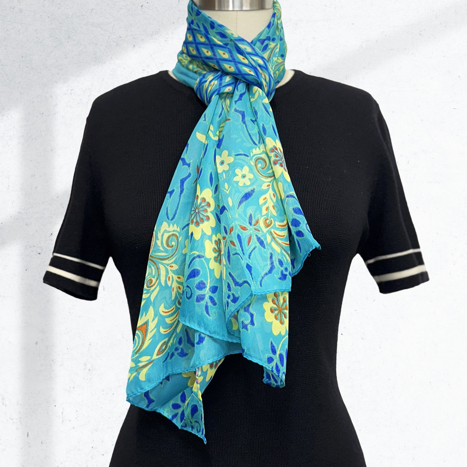 Wrapables Lightweight Vibrant Spring Chiffon Scarf, Peacock Blue