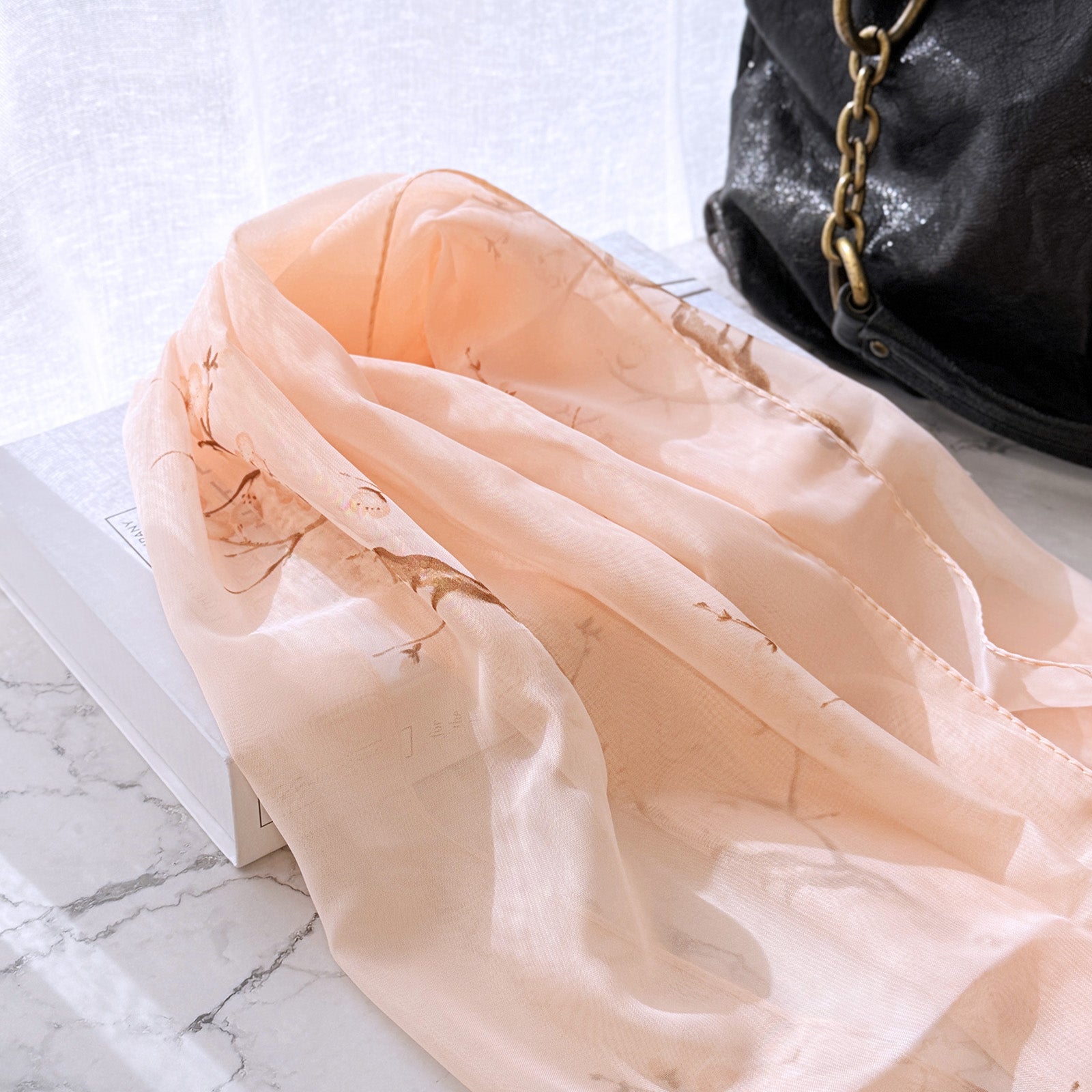 Wrapables Lightweight Vibrant Spring Chiffon Scarf, Cherry Blossoms