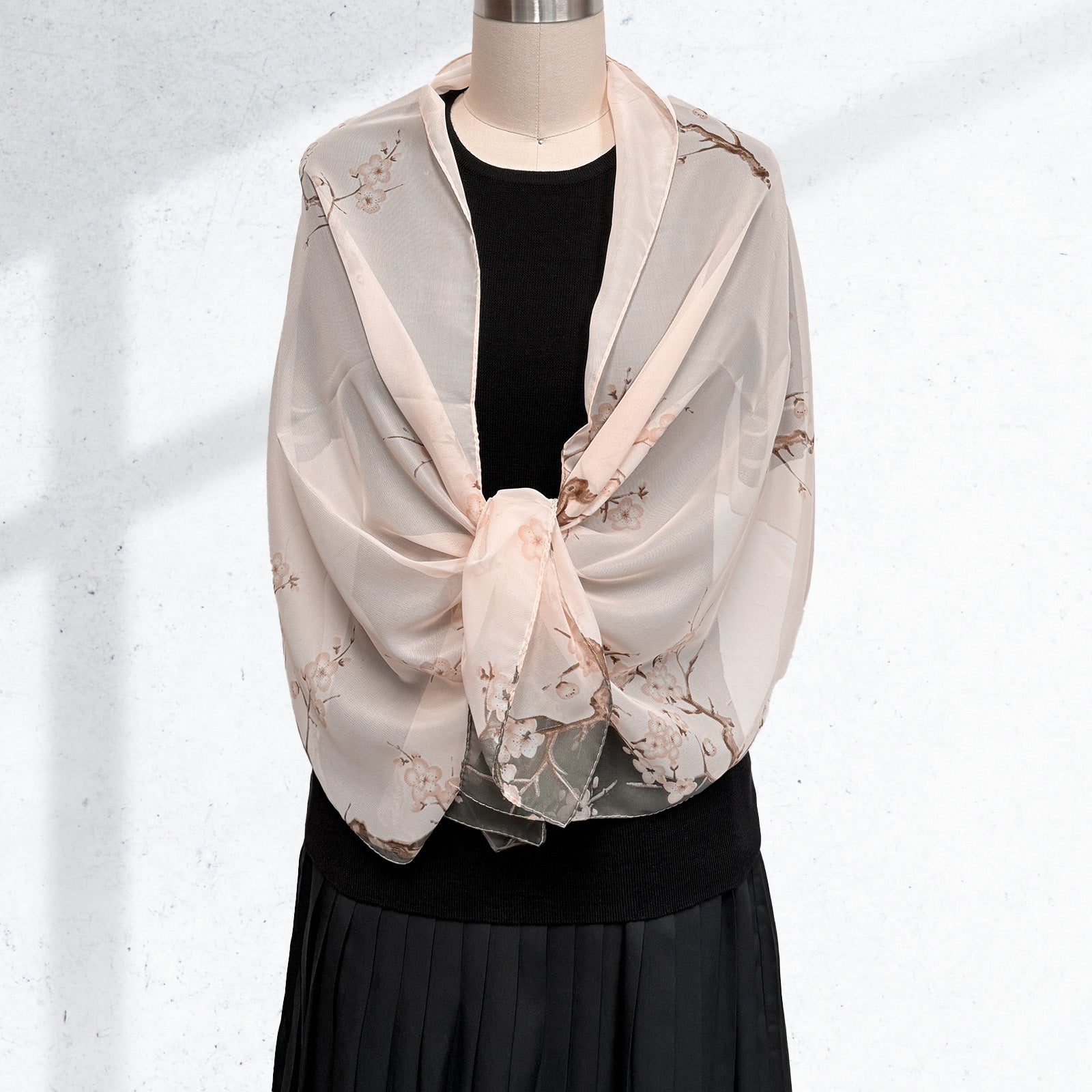 Wrapables Lightweight Vibrant Spring Chiffon Scarf, Cherry Blossoms