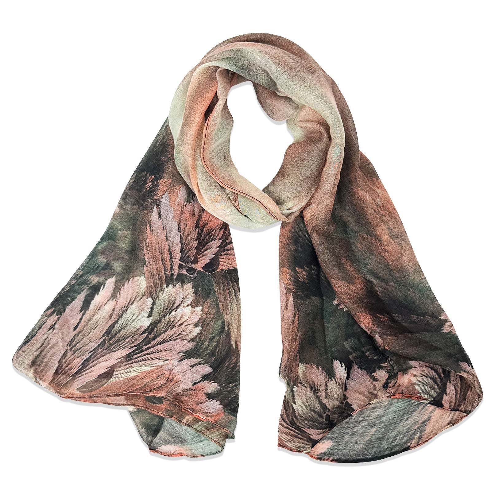 Wrapables Lightweight Fern Leaves Long Scarf, Red