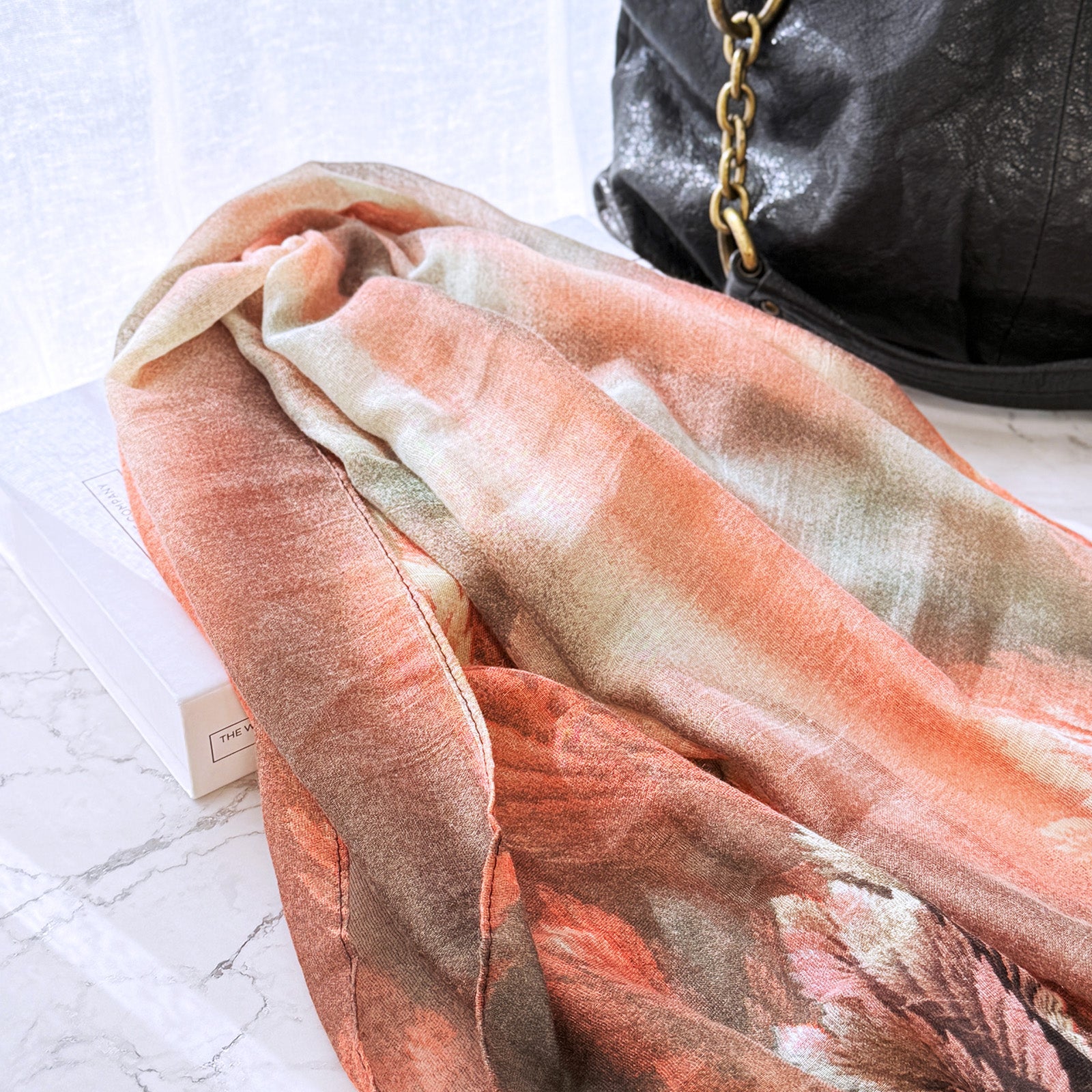 Wrapables Lightweight Fern Leaves Long Scarf, Red