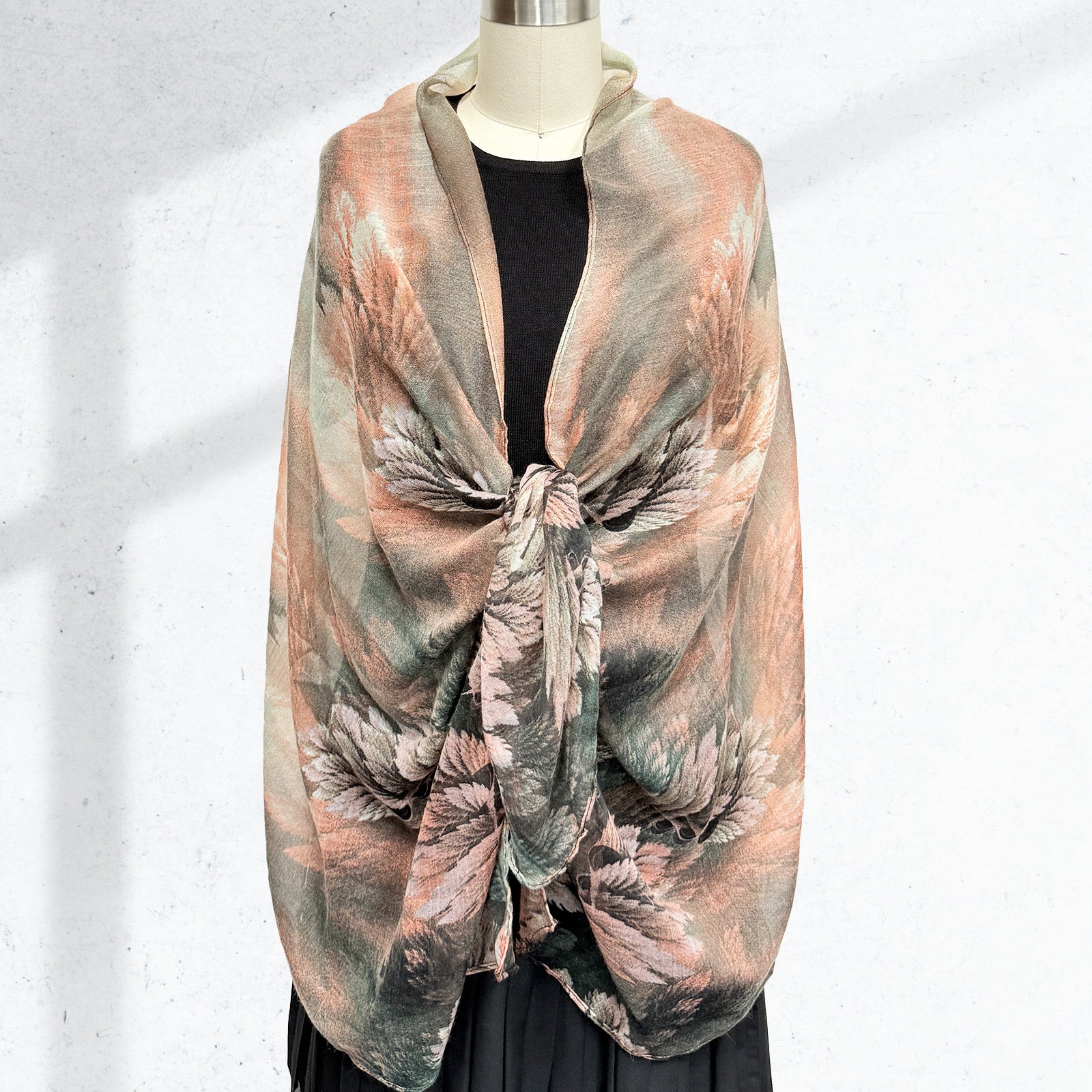 Wrapables Lightweight Fern Leaves Long Scarf, Red