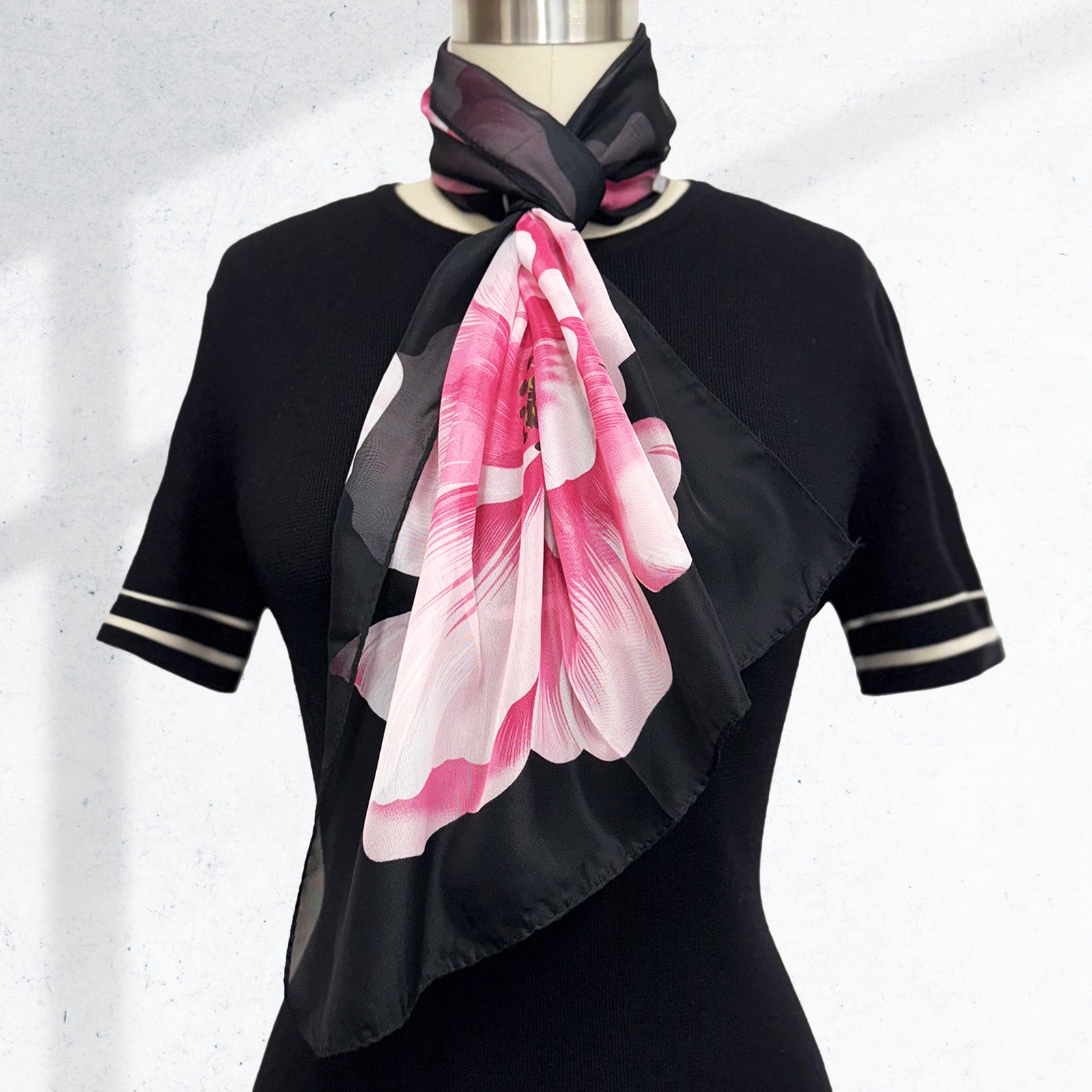 Wrapables Lightweight Vibrant Spring Chiffon Scarf, Pink Peonies