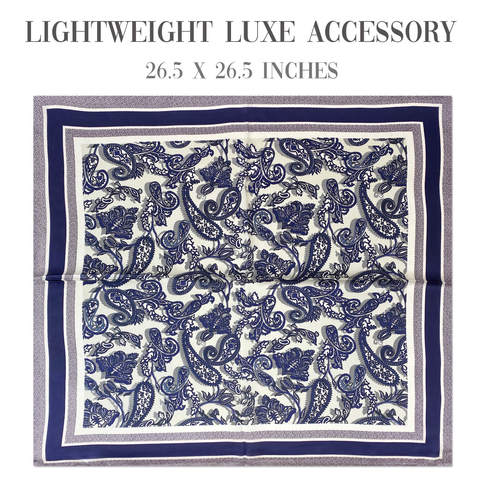 Wrapables Satin Neckerchief Square Scarf 26.5 x 26.5 Inches, Cobalt Paisley