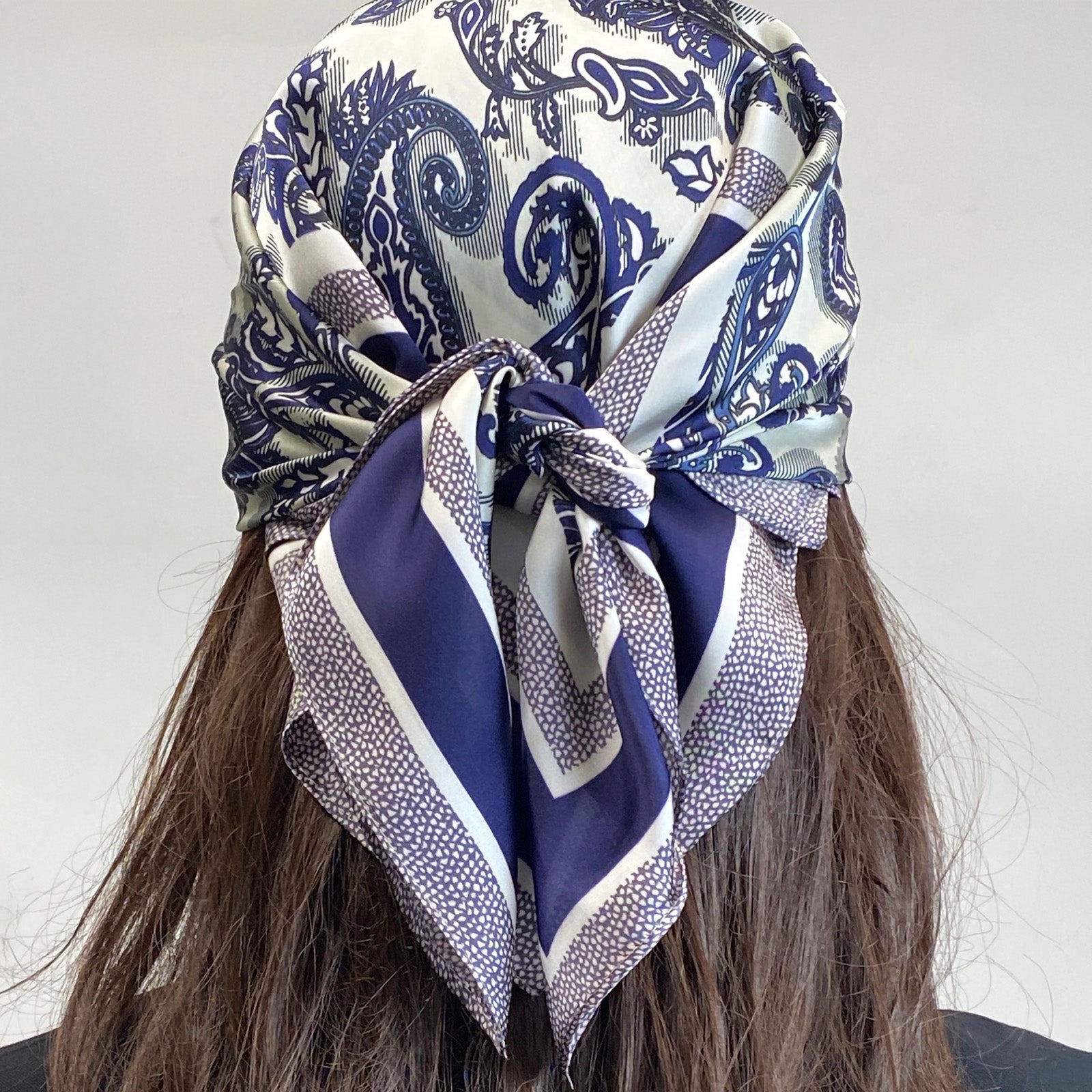 Wrapables Satin Neckerchief Square Scarf 26.5 x 26.5 Inches, Cobalt Paisley