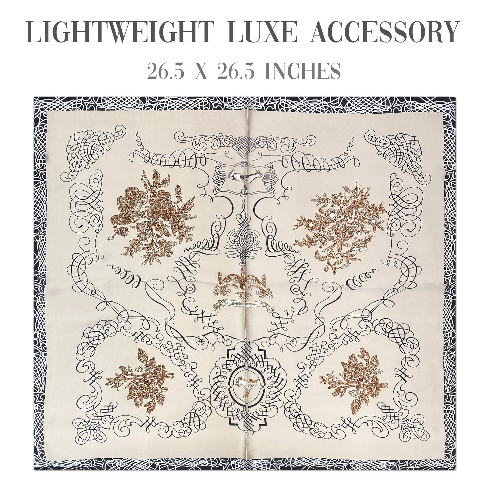 Wrapables Satin Neckerchief Square Scarf 26.5 x 26.5 Inches, Poetic Emblem