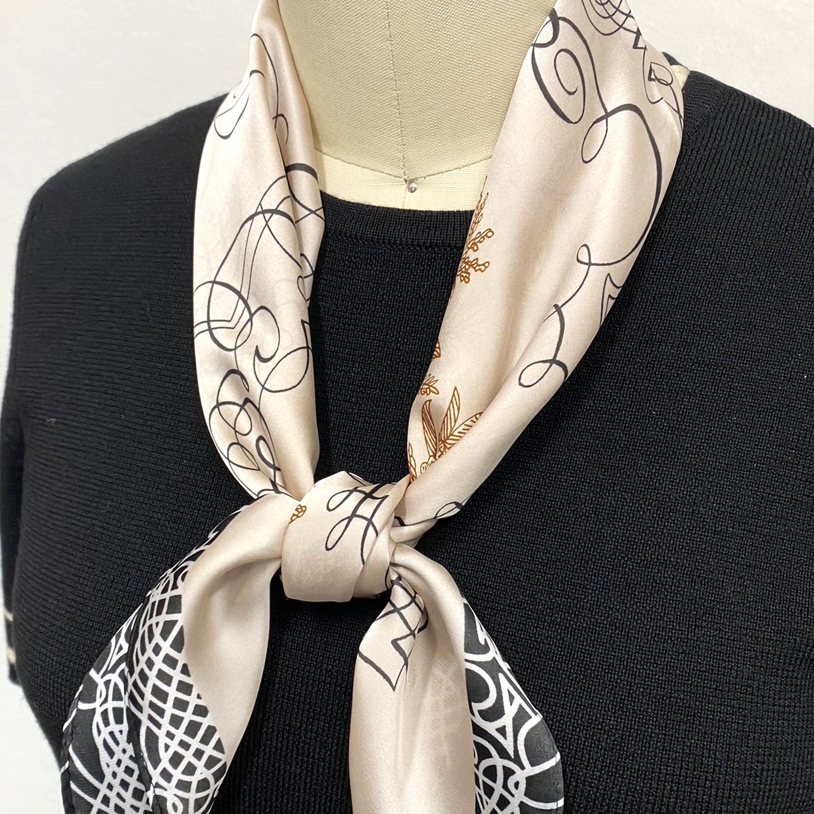Wrapables Satin Neckerchief Square Scarf 26.5 x 26.5 Inches, Poetic Emblem