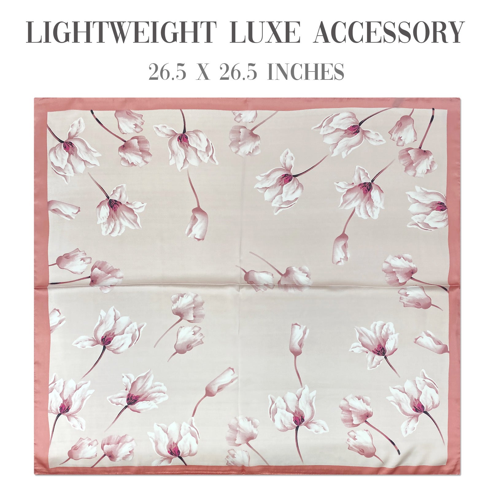 Wrapables Satin Neckerchief Square Scarf 26.5 x 26.5 Inches, Pink Magnolia