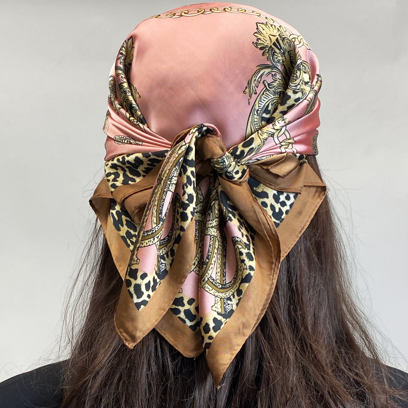 Wrapables Satin Neckerchief Square Scarf 26.5 x 26.5 Inches, Pink Insignia
