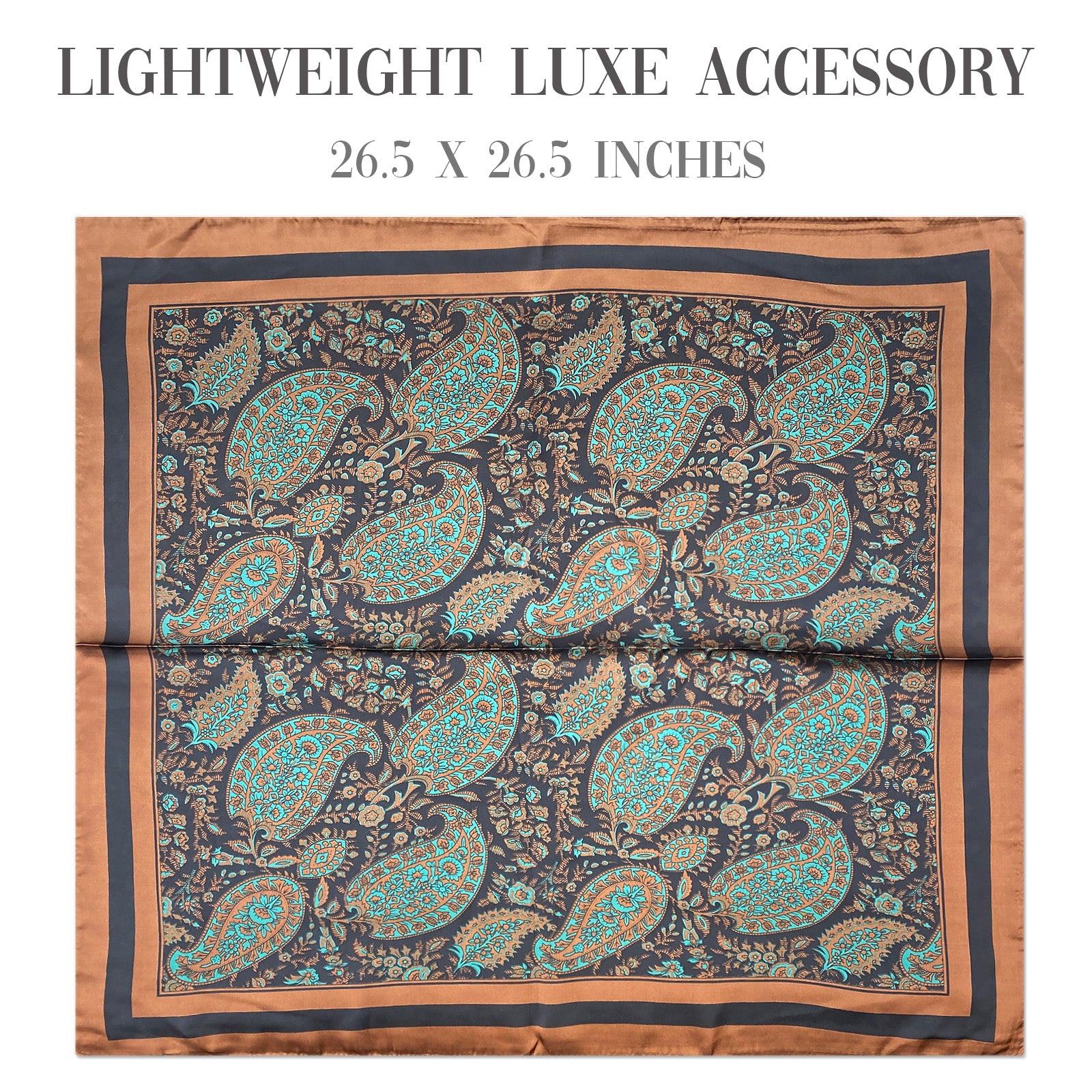 Wrapables Satin Neckerchief Square Scarf 26.5 x 26.5 Inches, Brown Paisley