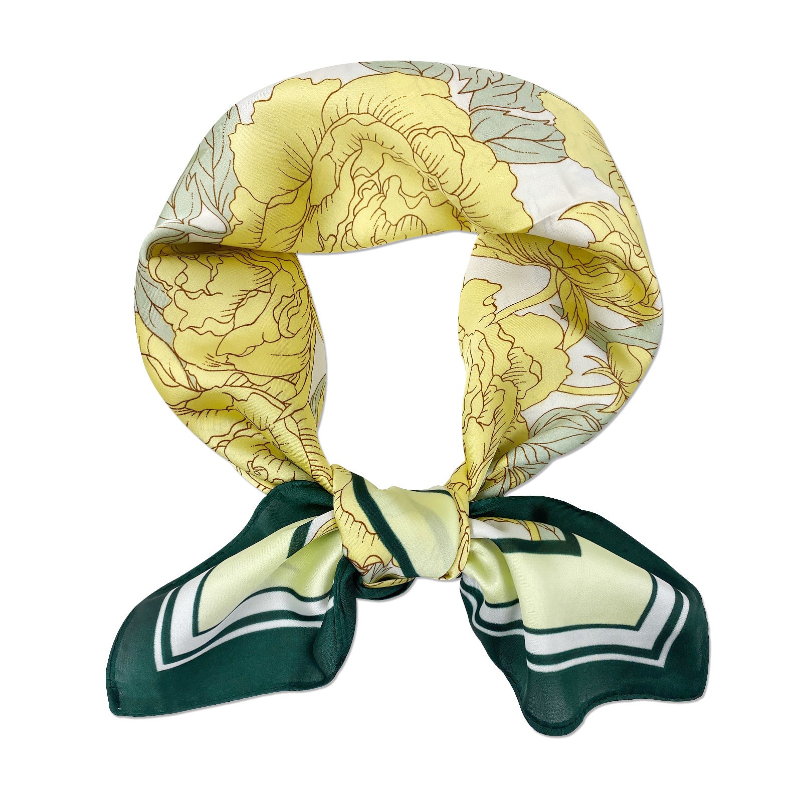Wrapables Satin Neckerchief Square Scarf 26.5 x 26.5 Inches, Yellow Floral