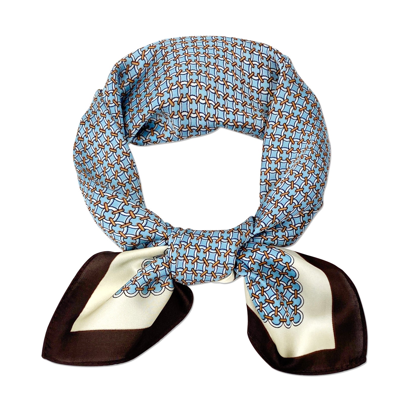 Wrapables Satin Neckerchief Square Scarf 26.5 x 26.5 Inches, Blue Circlets