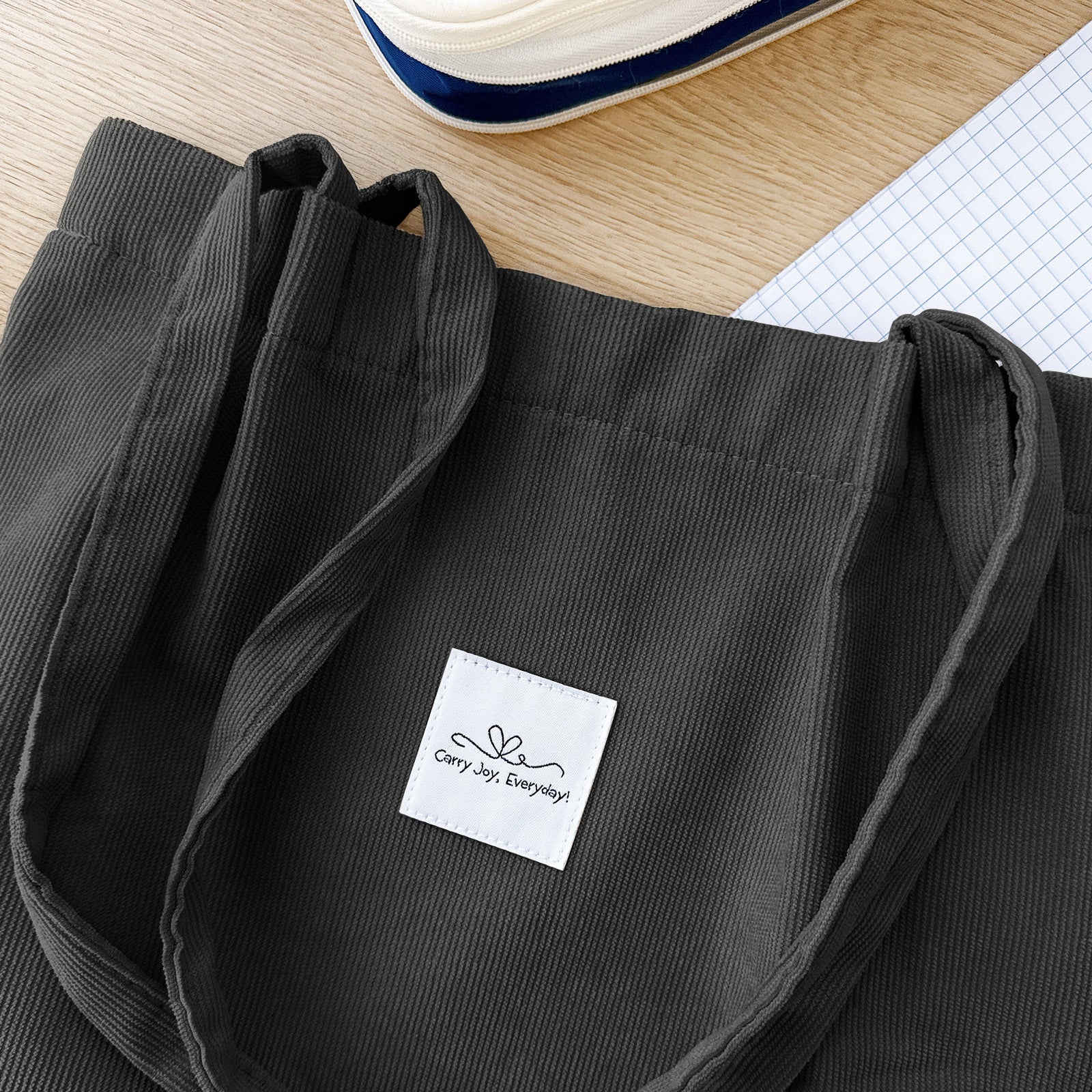 Wrapables Corduroy Tote Bag, Casual Everyday Shoulder Handbag