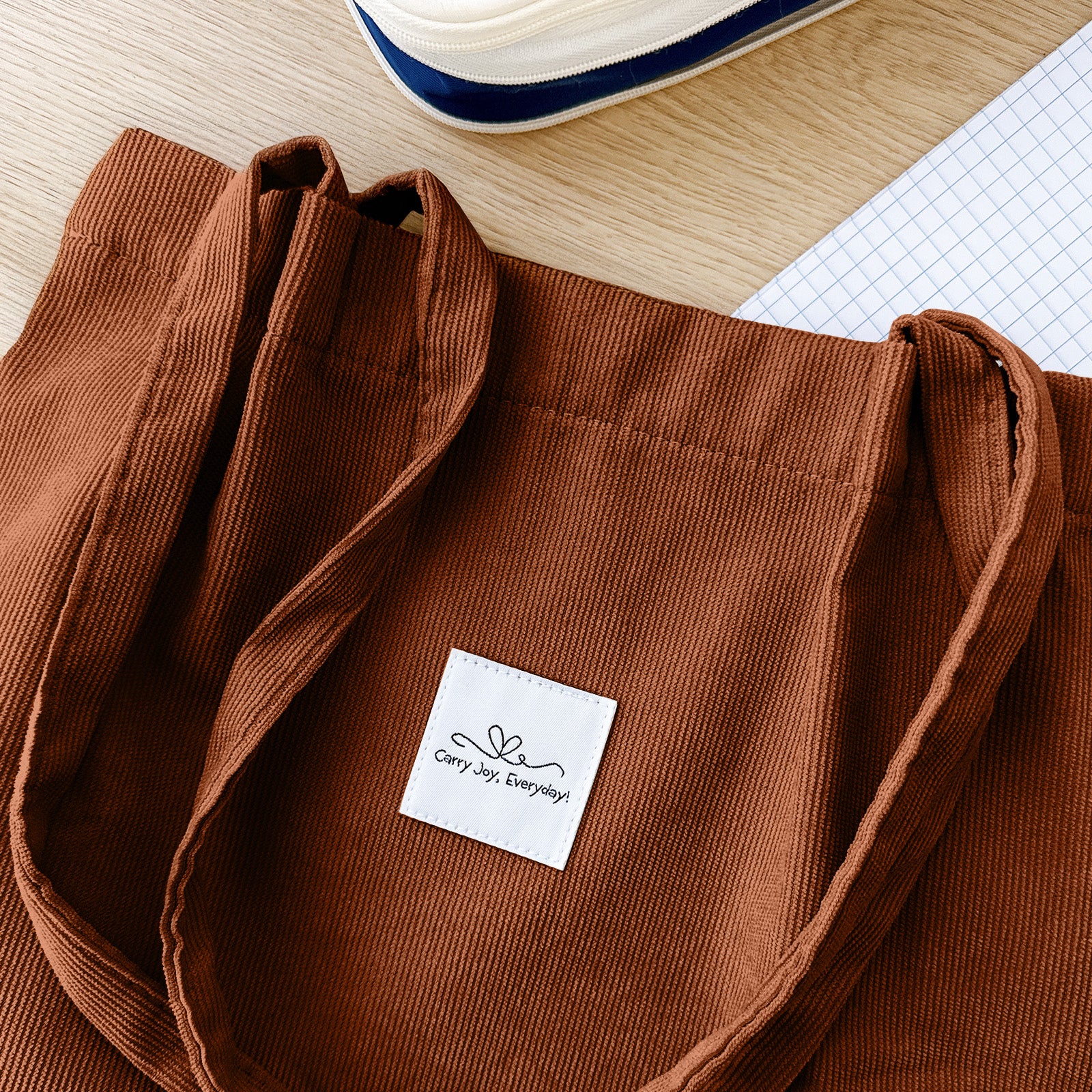 Wrapables Corduroy Tote Bag, Casual Everyday Shoulder Handbag