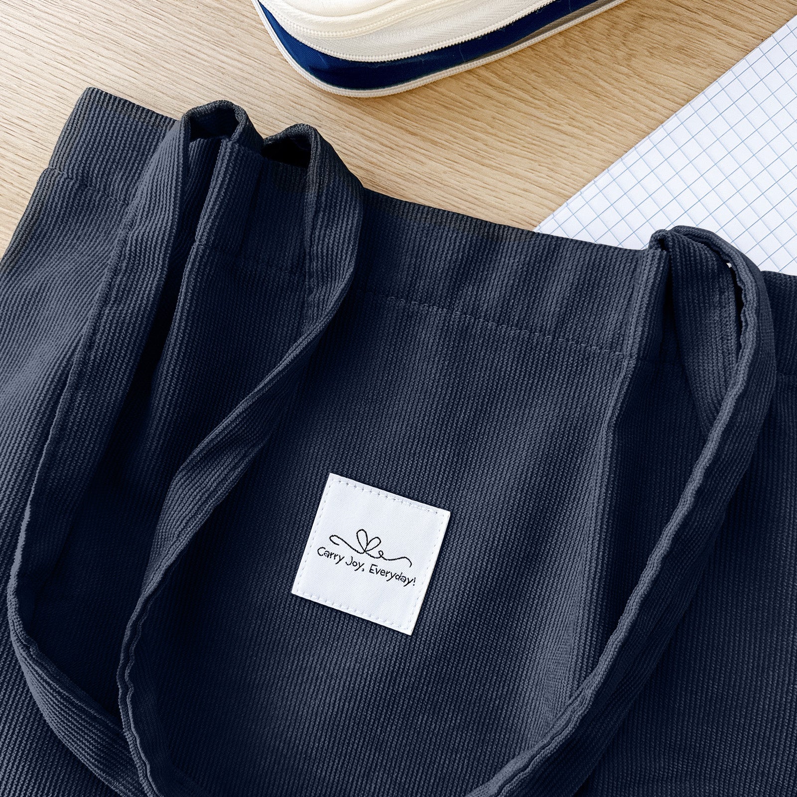 Wrapables Corduroy Tote Bag, Casual Everyday Shoulder Handbag