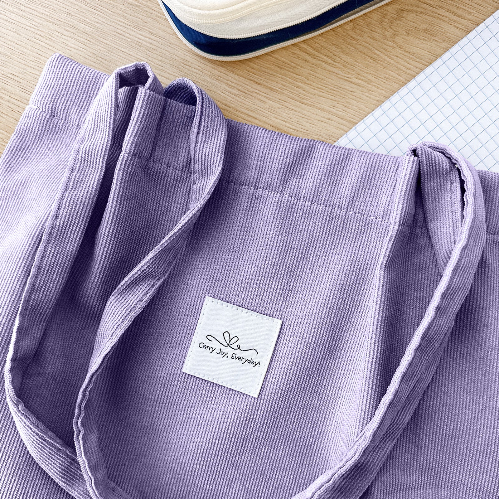 Wrapables Corduroy Tote Bag, Casual Everyday Shoulder Handbag