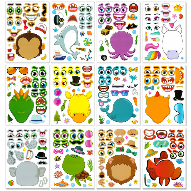 Wrapables Make a Face Stickers, Make Your Own Animal, Food, Dress-Up Stickers, DIY Craft Activities, Party Favors