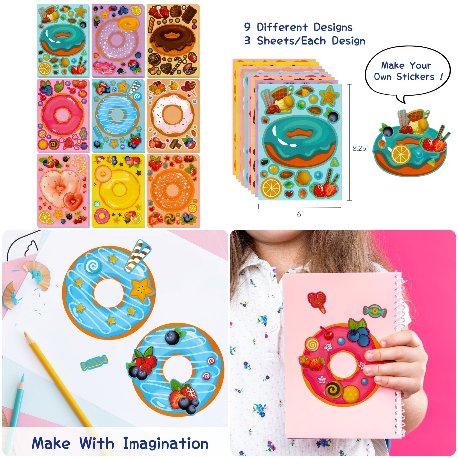 Wrapables Make a Face Stickers, Make Your Own Animal, Food, Dress-Up Stickers, DIY Craft Activities, Party Favors