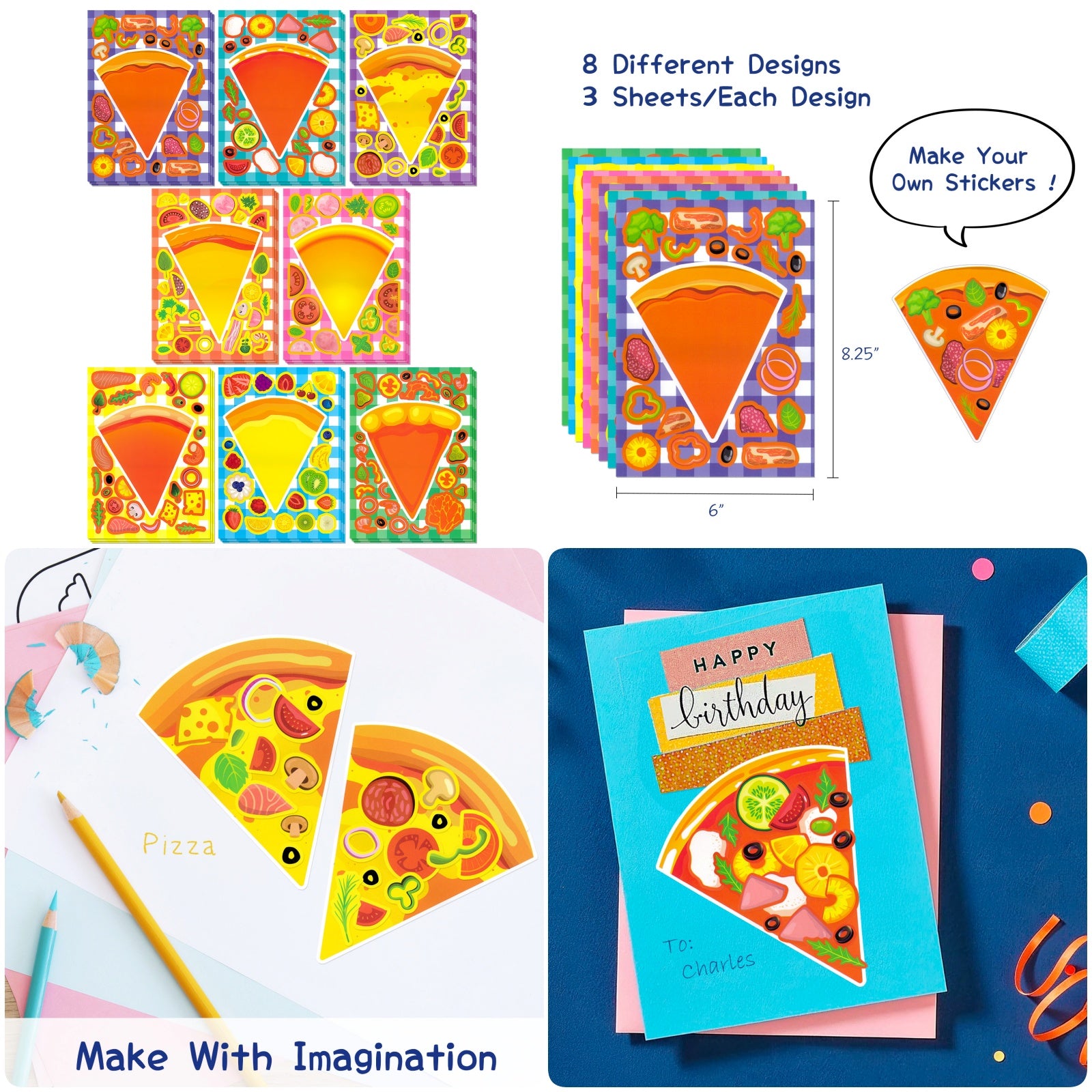 Wrapables Make a Face Stickers, Make Your Own Animal, Food, Dress-Up Stickers, DIY Craft Activities, Party Favors