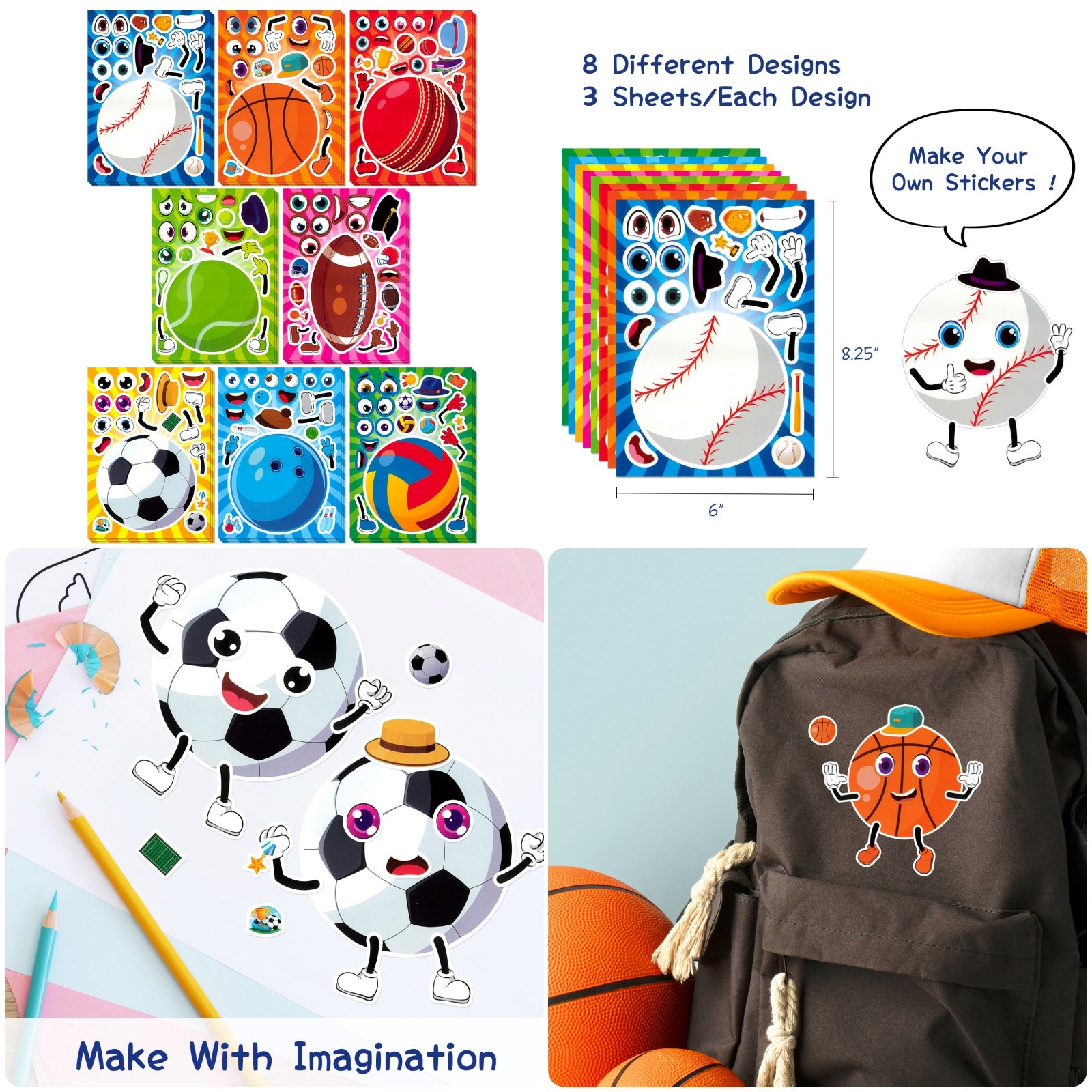 Wrapables Make a Face Stickers, Make Your Own Animal, Food, Dress-Up Stickers, DIY Craft Activities, Party Favors