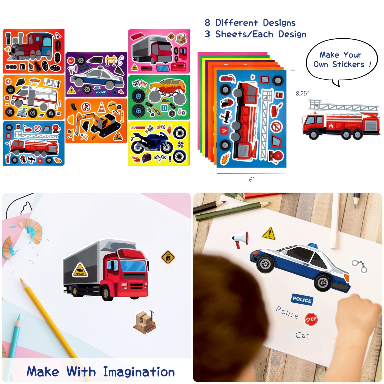 Wrapables Make a Face Stickers, Make Your Own Animal, Food, Dress-Up Stickers, DIY Craft Activities, Party Favors