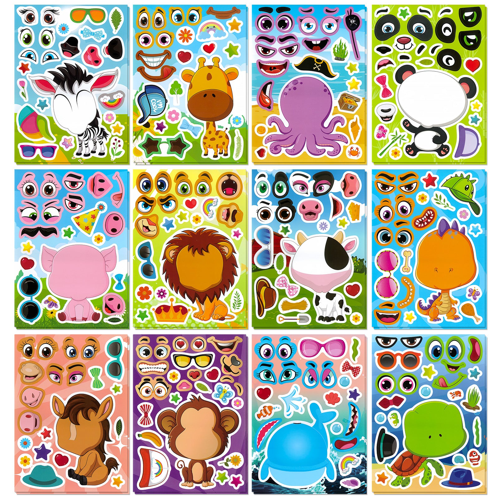 Wrapables Make a Face Stickers, Make Your Own Animal, Food, Dress-Up Stickers, DIY Craft Activities, Party Favors