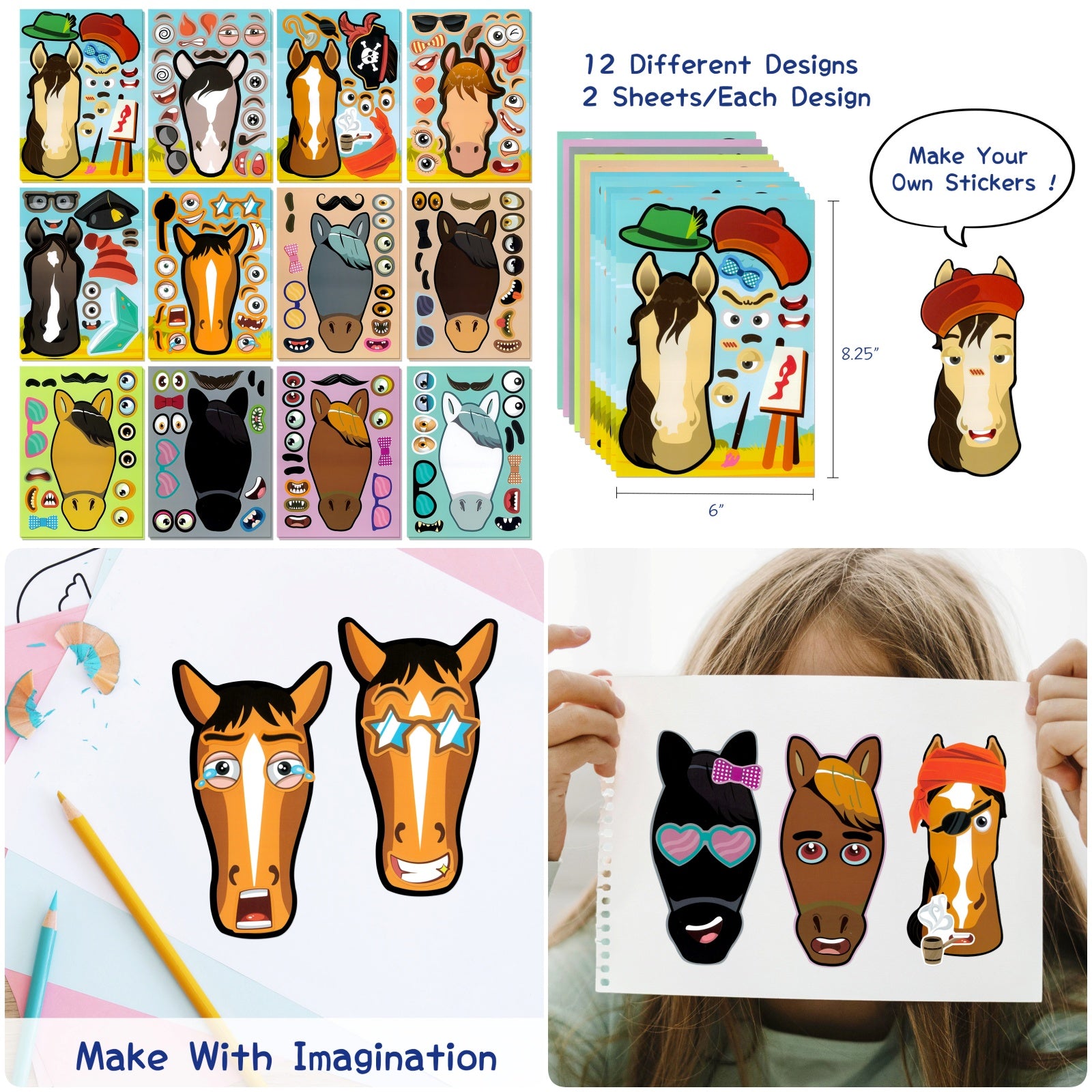 Wrapables Make a Face Stickers, Make Your Own Animal, Food, Dress-Up Stickers, DIY Craft Activities, Party Favors