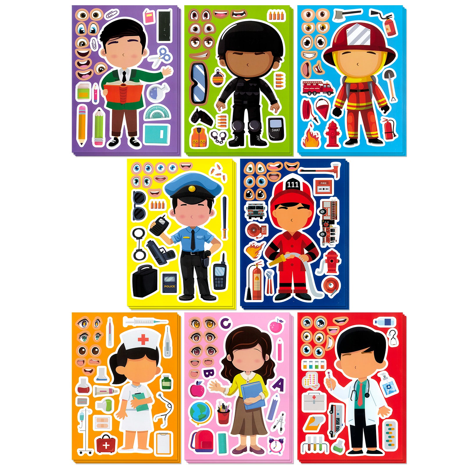 Wrapables Make a Face Stickers, Make Your Own Animal, Food, Dress-Up Stickers, DIY Craft Activities, Party Favors