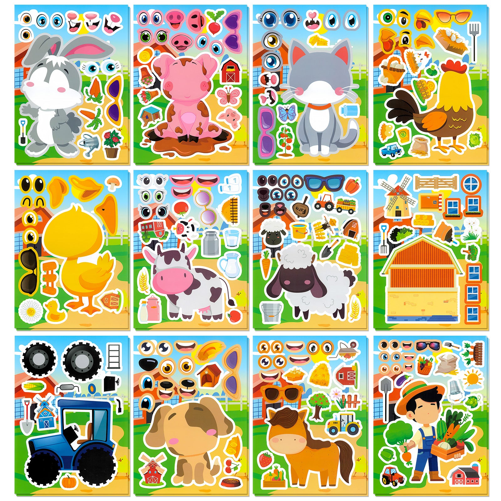 Wrapables Make a Face Stickers, Make Your Own Animal, Food, Dress-Up Stickers, DIY Craft Activities, Party Favors