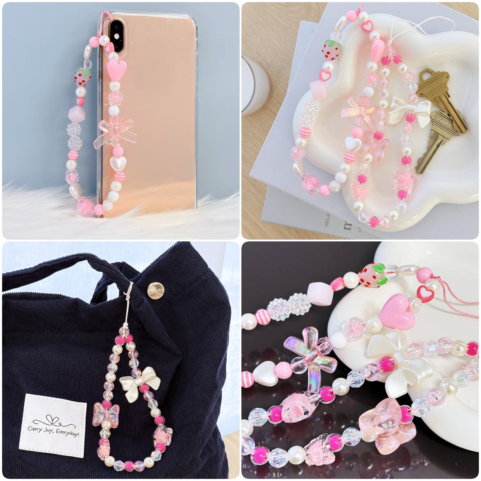 Wrapables Charms and Beads Cell Phone Wrist Strap, Keychain, Bag Charm (Set of 2)