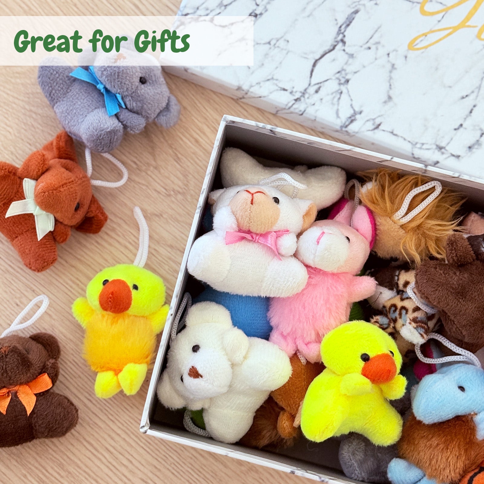 Wrapables Mini Stuffed Animal Plush Toys, Keychain Decoration, Party Favors, Stocking Stuffers, Easter Egg Basket Fillers (Set of 24)