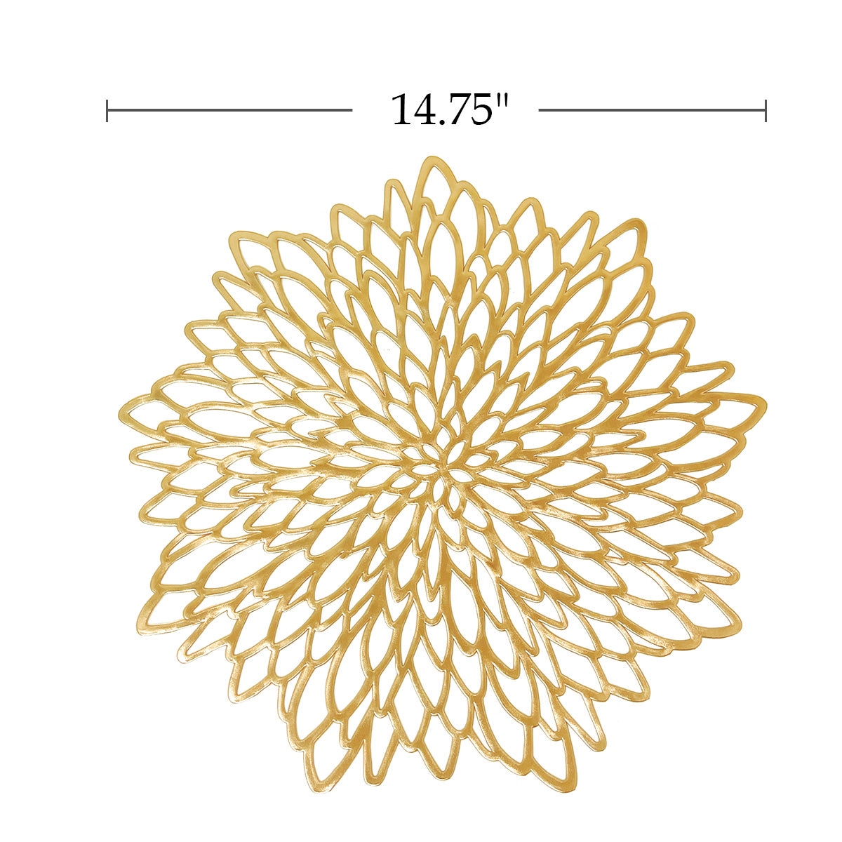 Wrapables Vinyl Metallic Colored Placemats for Weddings, Parties, Special Events (Set of 4), Gold Blossom