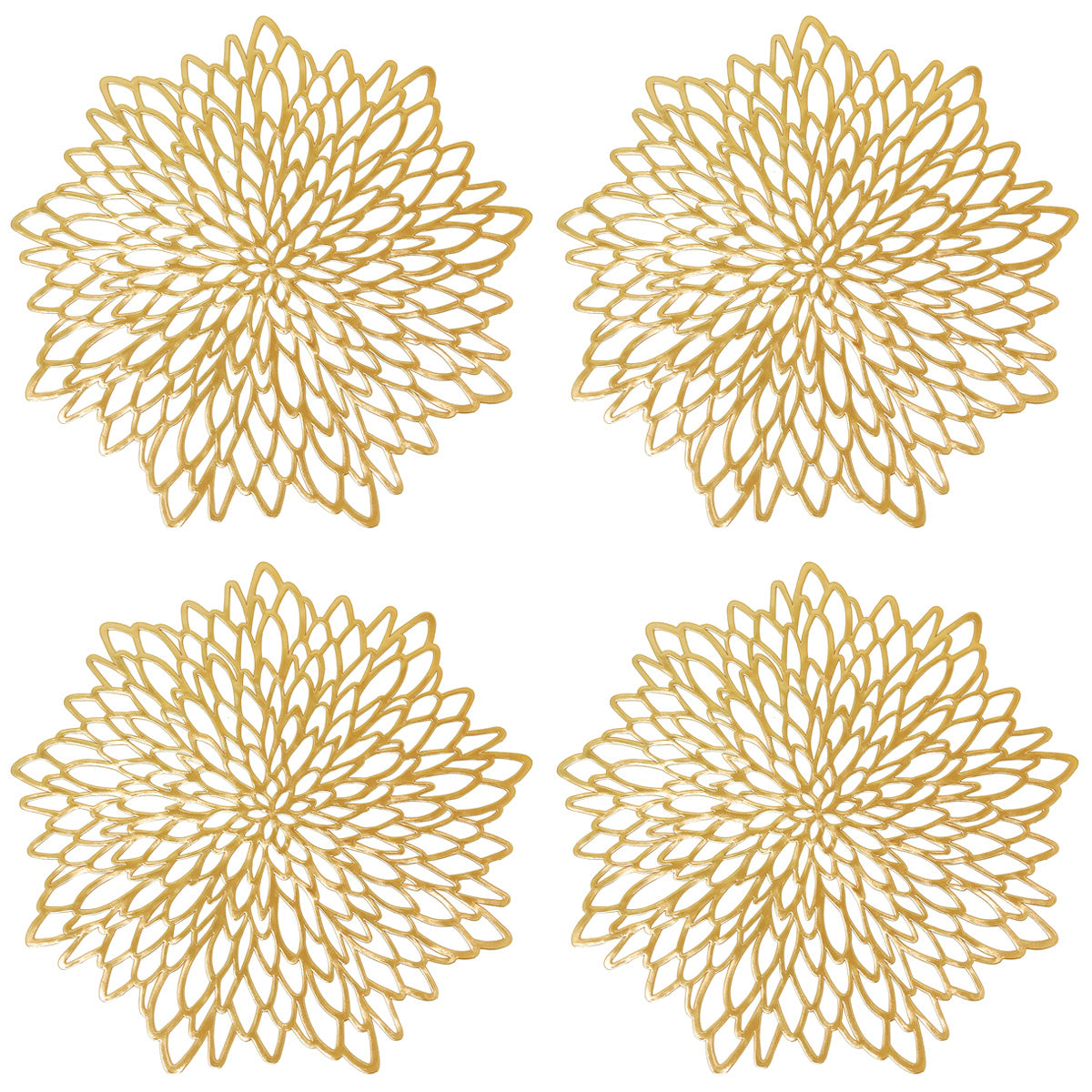 Wrapables Vinyl Metallic Colored Placemats for Weddings, Parties, Special Events (Set of 4), Gold Blossom