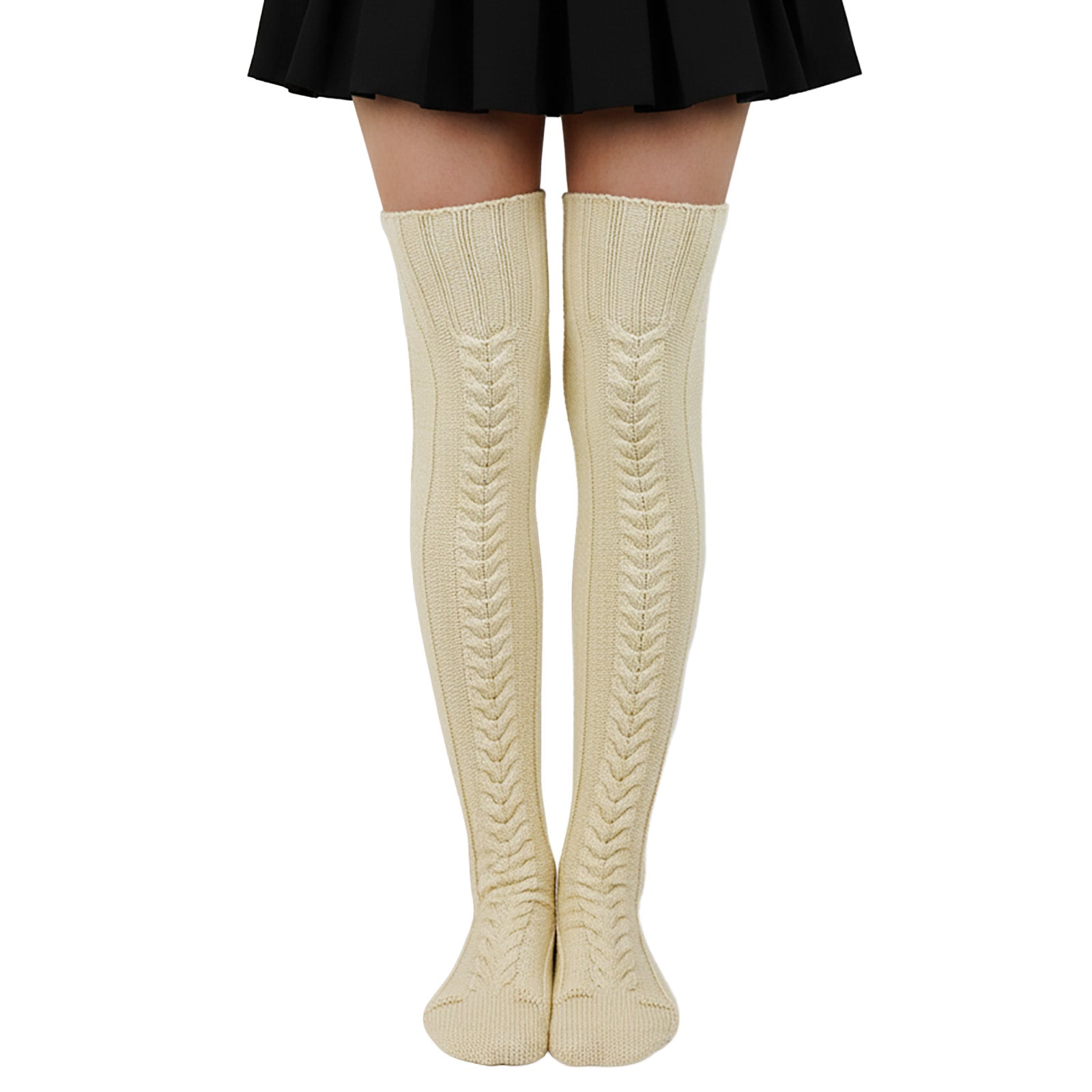 Wrapables Cable Knit Over the Knee Thigh High Winter Boot Socks