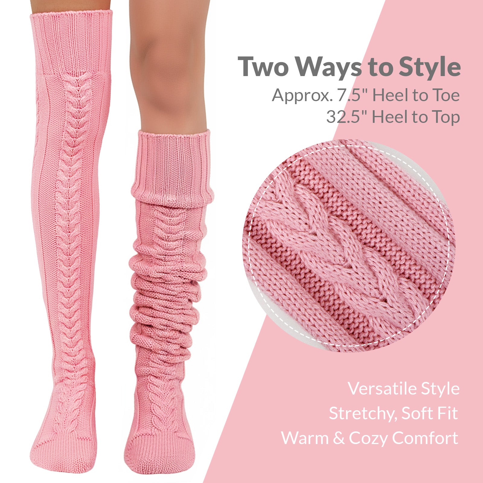 Wrapables Cable Knit Over the Knee Thigh High Winter Boot Socks