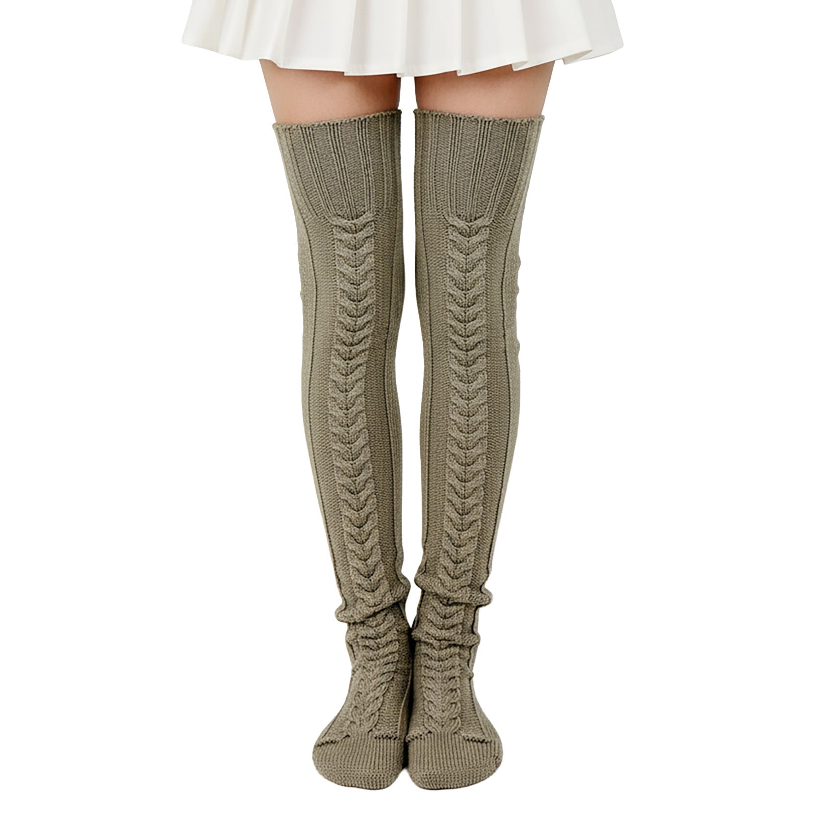 Wrapables Cable Knit Over the Knee Thigh High Winter Boot Socks